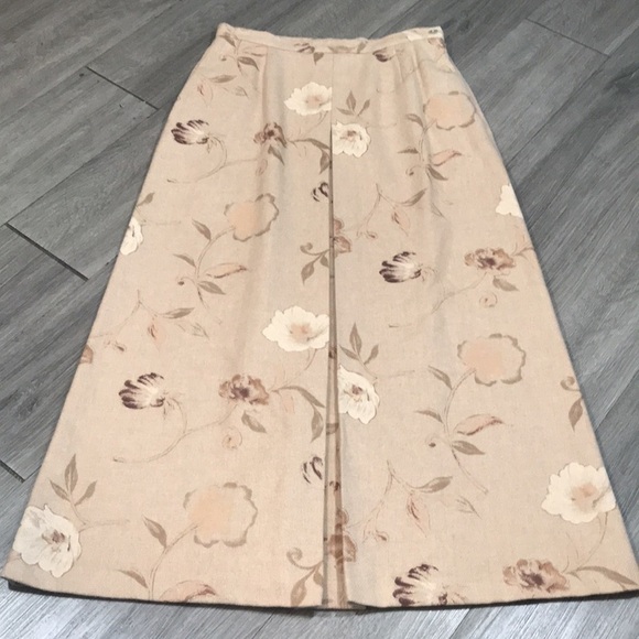 Orvis Wool Blend VTG Khaki Floral Maxi Skirt w/ Pockets Both Sides size 8 - Picture 6 of 13
